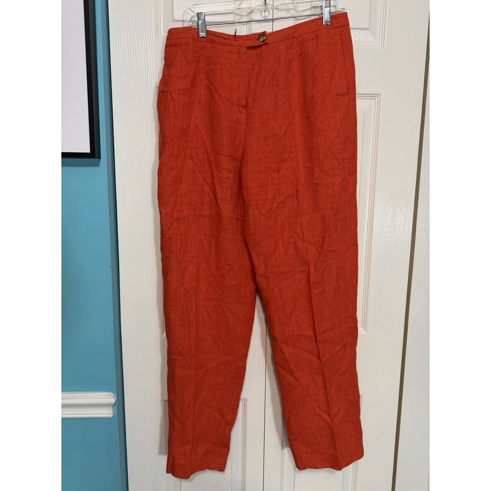 Harve Benard Women's 100% Linen Pants Fully Lined Orange Size 12